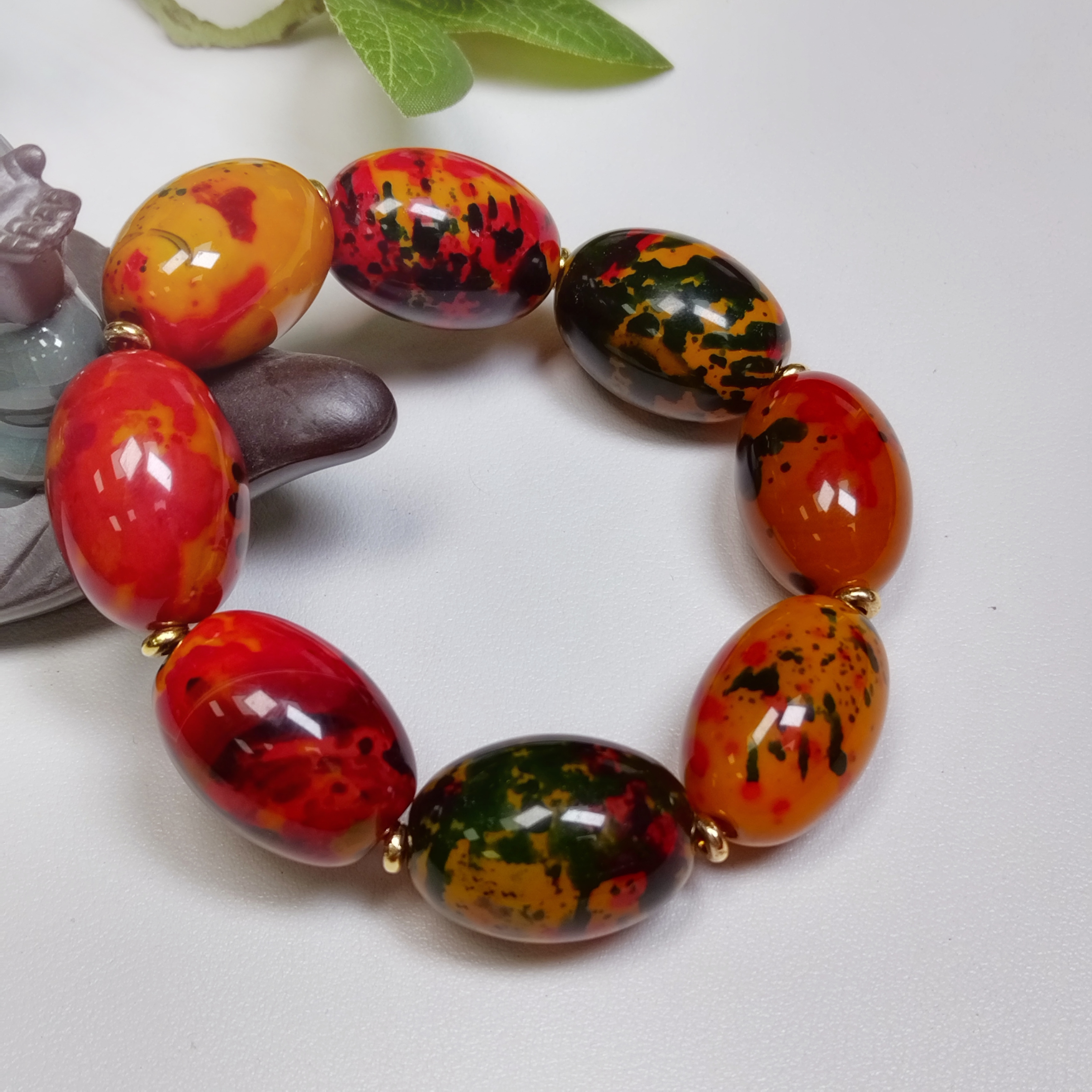 【侯总甄选】天然七彩金胆药王玉高档珠宝手串-50