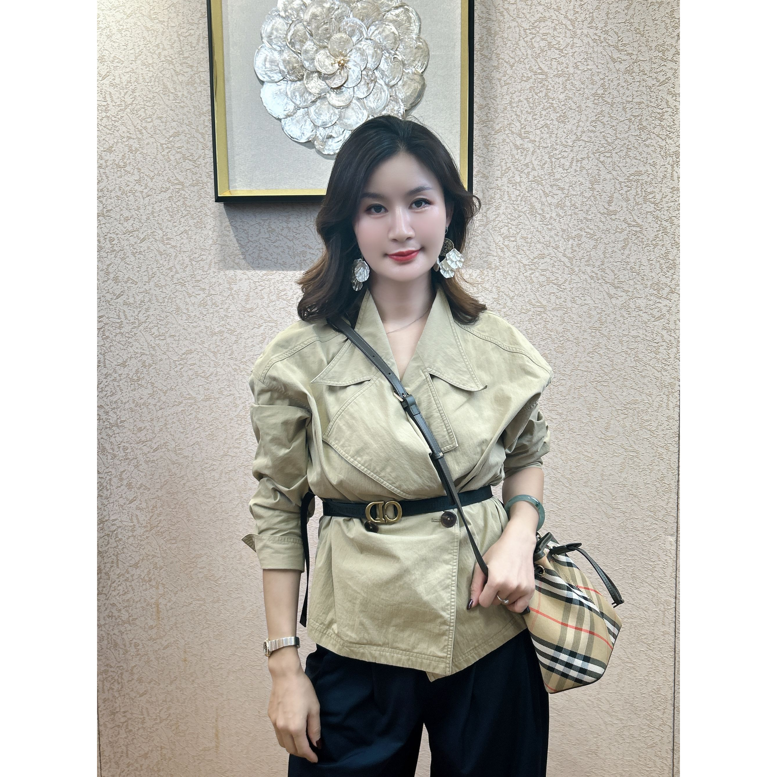 B53新款简约经典复古斜跨水桶包小号