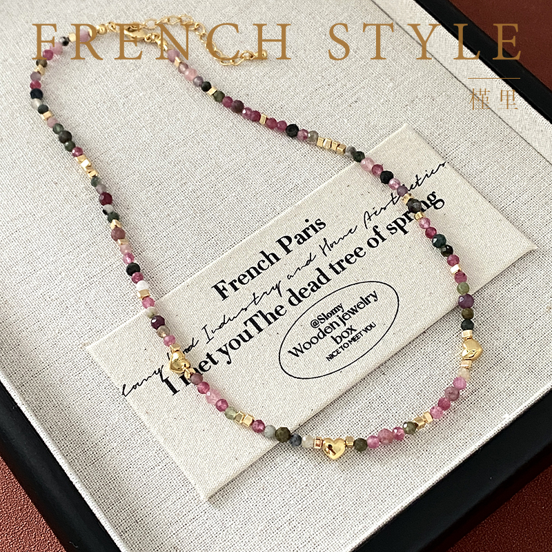  「彩玺」波西米亚爱心串珠项链度假风锁骨链颈