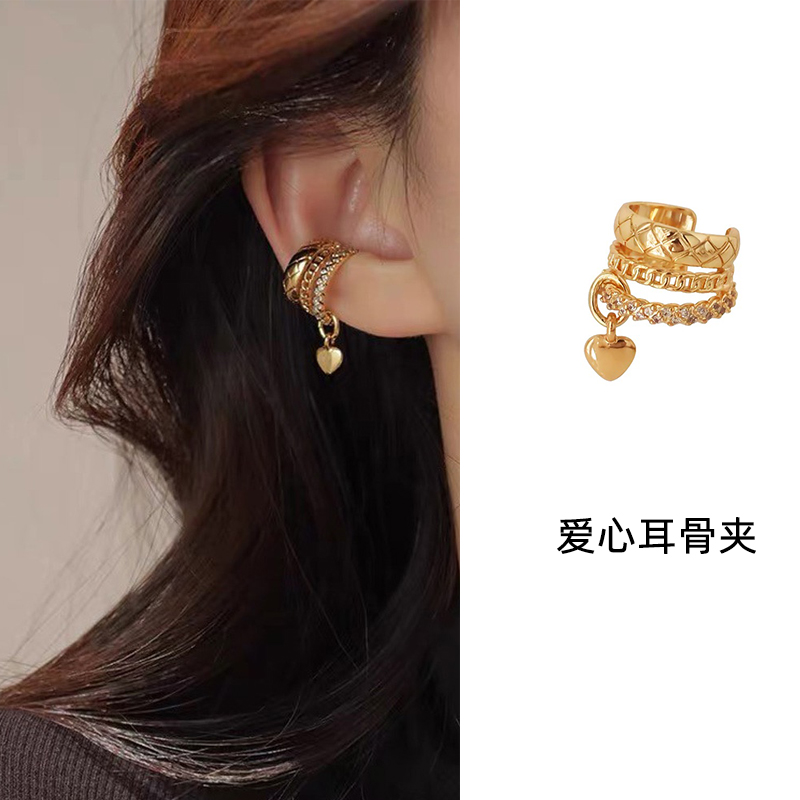  法式耳夹女无耳洞小香菱格赵丽颖乔妍耳骨夹气质百搭
