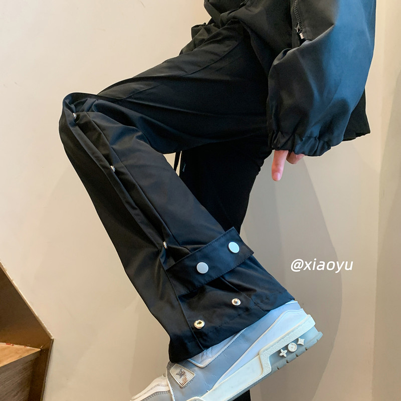 美式高街机能风冲锋裤男士春季vibe微喇休闲裤子设计感直筒工装裤