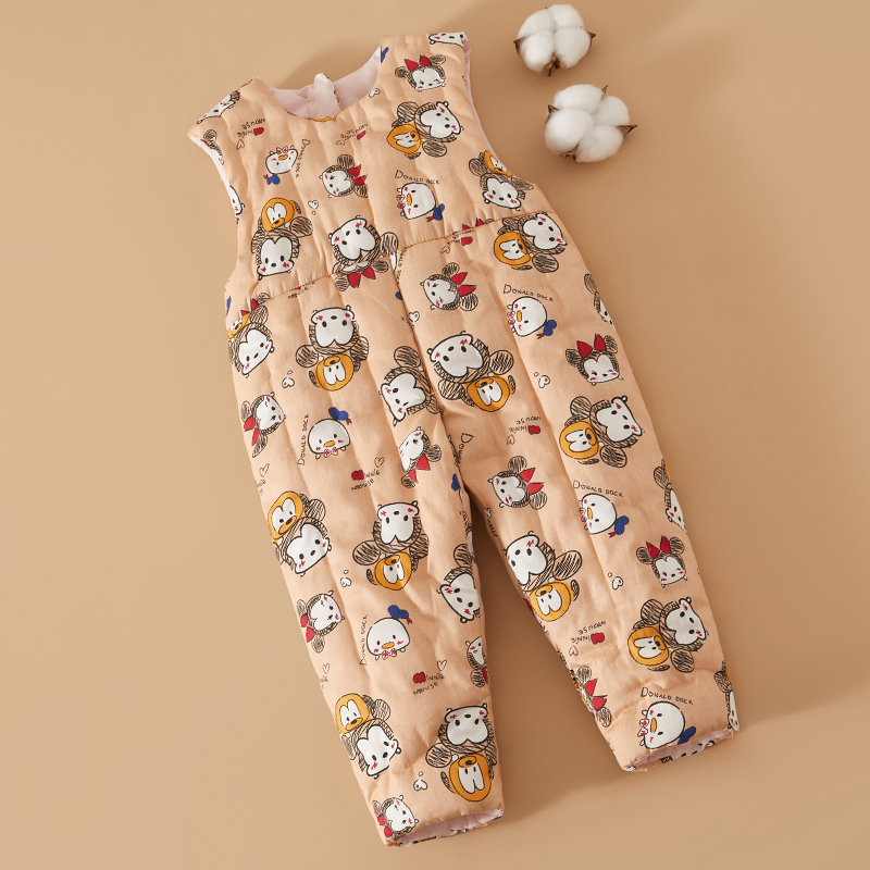 儿童手工棉花背带裤秋冬加厚保暖连体裤宝宝背带棉裤内穿棉花棉裤