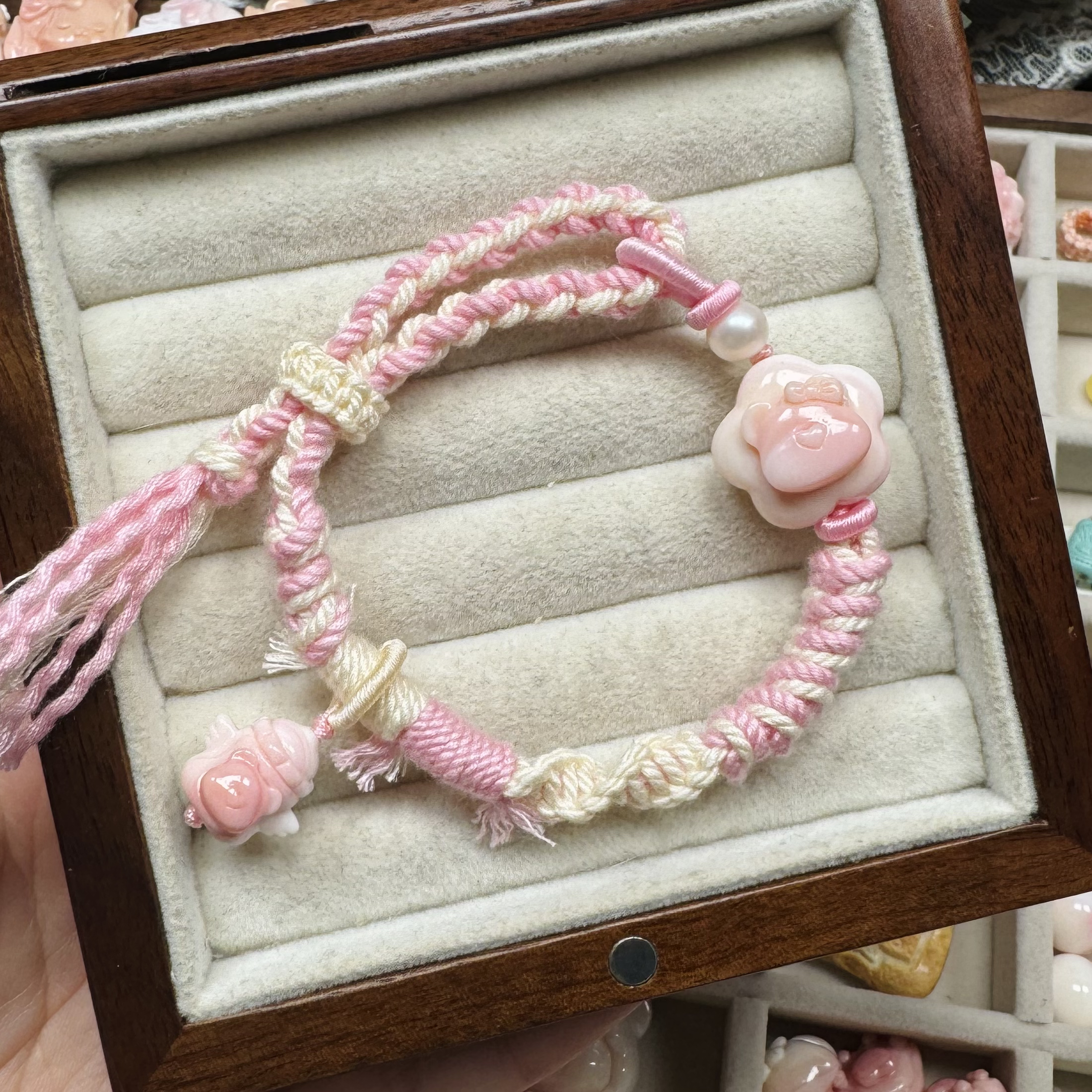 合金贝壳手链 小星星熊头奶瓶手链棉绳手工甜美可爱