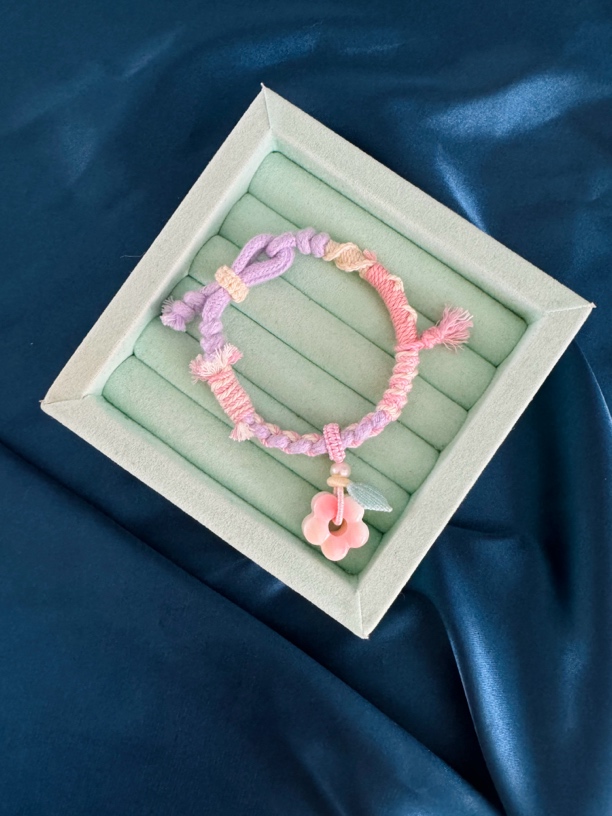 合金贝壳手链 甜美纯棉手绳 小花微瑕多巴胺彩色手链