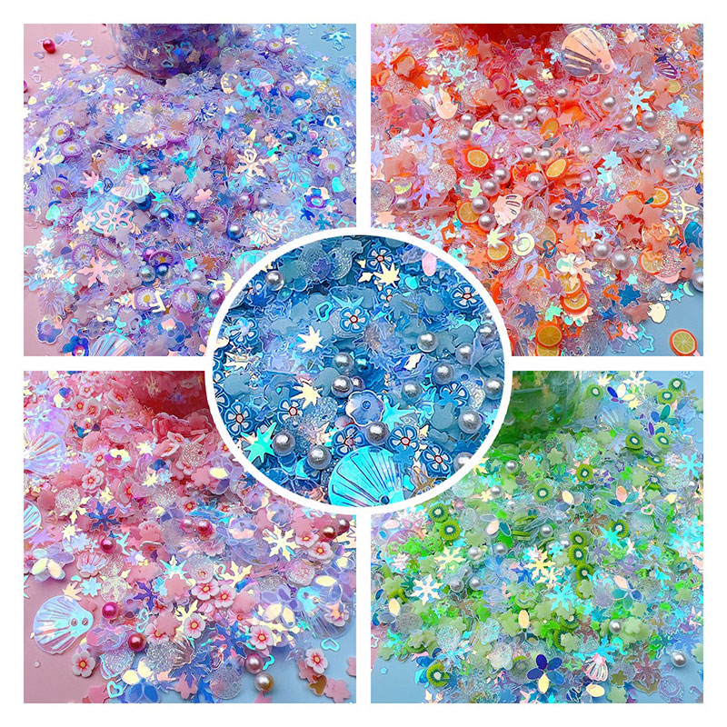 混款夜光亮片软陶手工益智材料美甲流沙纳米胶闪填充物瓶装50ML