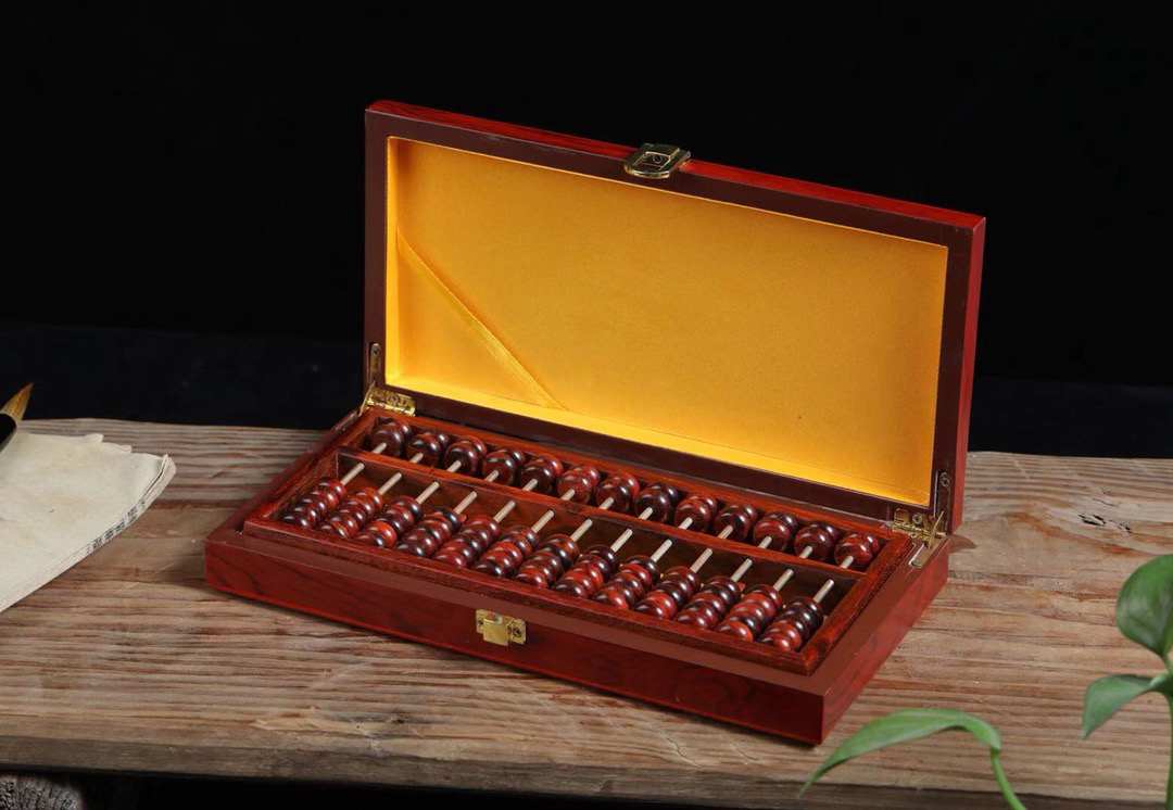 (夏小雨的小店)印度小叶紫檀算盘礼盒摆件24x11x2.0cm高密度手工