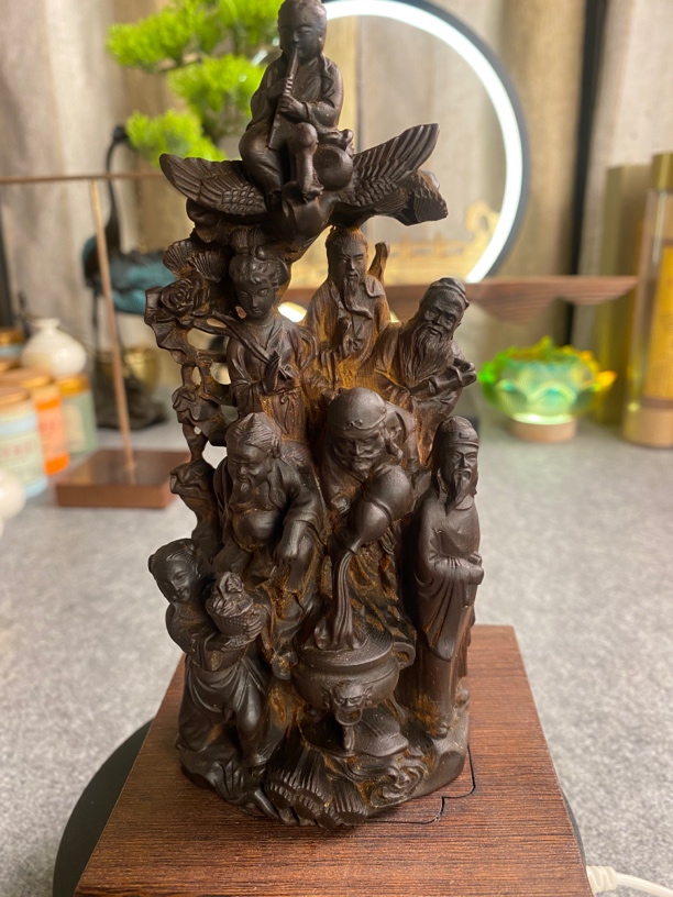 (夏小雨的小店)太行崖柏雷击木八仙摆件16x7.2cm整料镂空精心雕刻