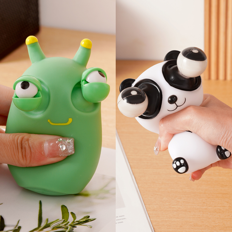 搞笑解压神器熊小猫瞪眼创意搞怪设计爆眼熊猫挤减压玩具可爱礼物