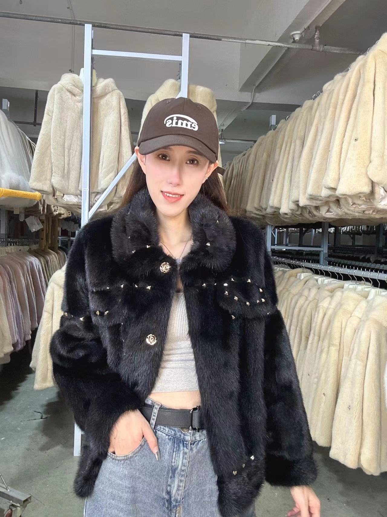 【shushu水貂】小方领65CM轻奢时尚短款整貂天鹅绒百搭气质冬季女款