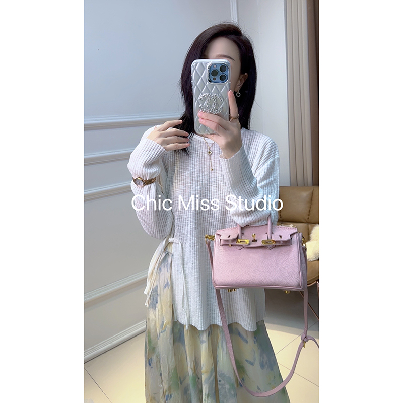 【高级灰】3269超柔软新款高品质圆领开衩抽绳上衣