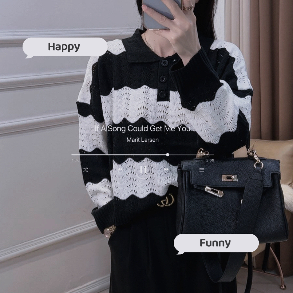 【黑领拼白间色】2737超柔软春款高品质POLO领上衣