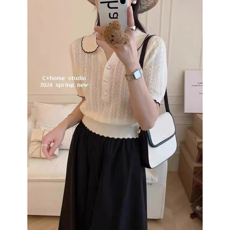 【米白色】3196超柔软高品质翻领上衣