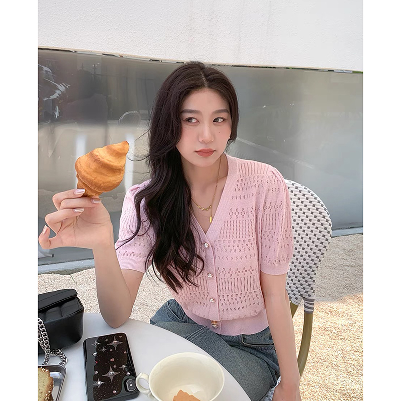 【粉色】开衫外套3021超柔软新款高品质V领上衣