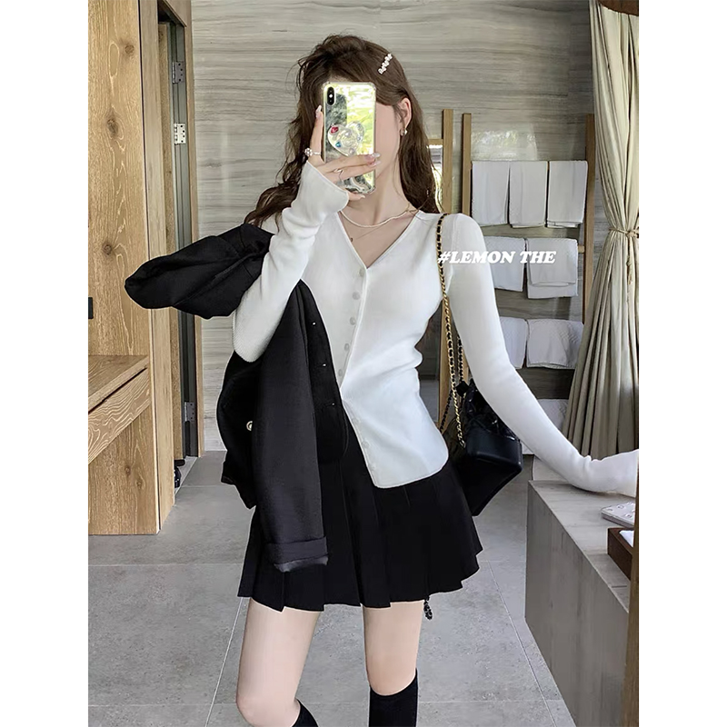 【抹茶绿色】开衫外套3658超柔软新款高品质V领上衣