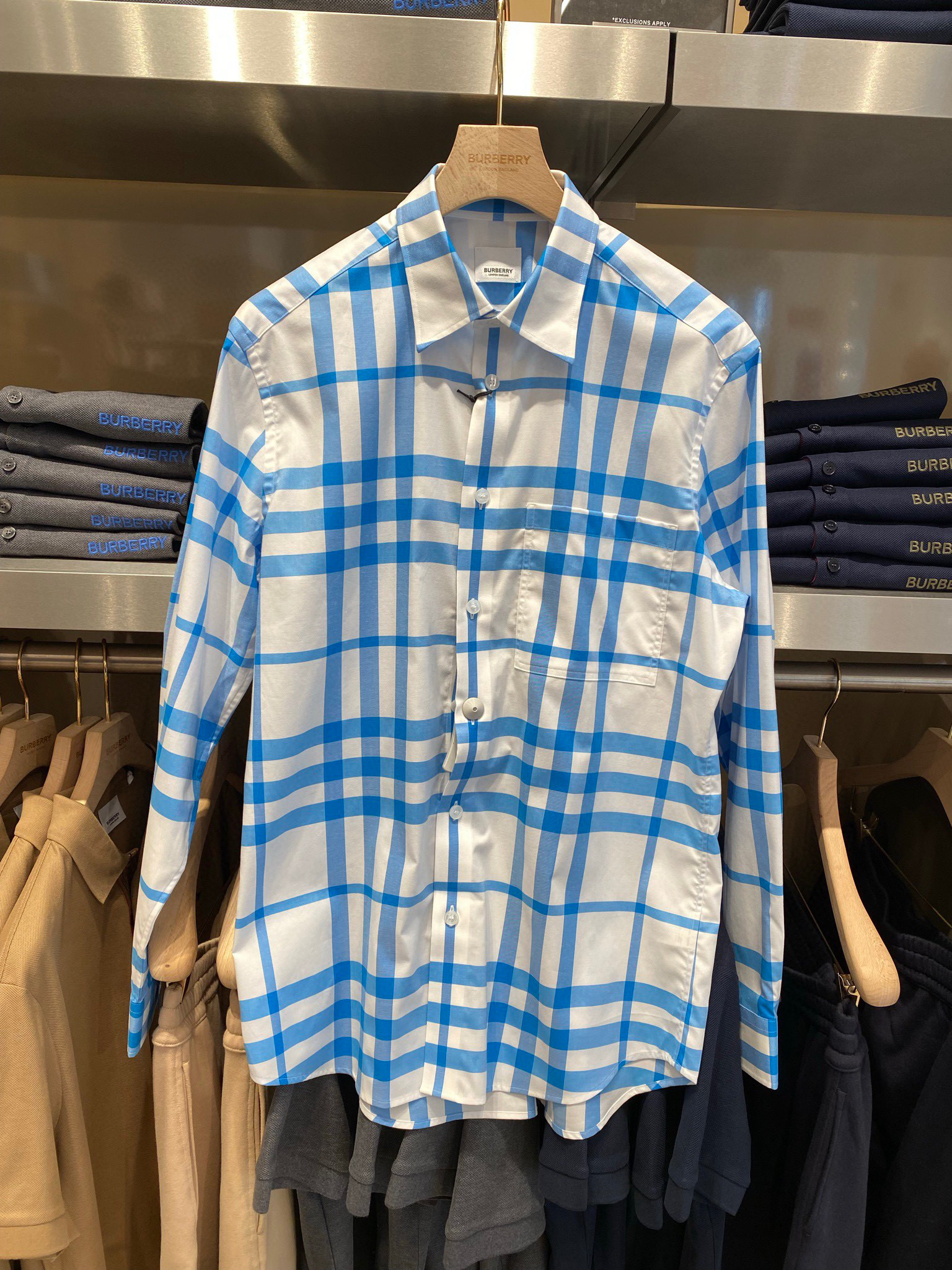 未使用 BURBERRY/博柏利 男款衬衫 大格子款 偏大一码