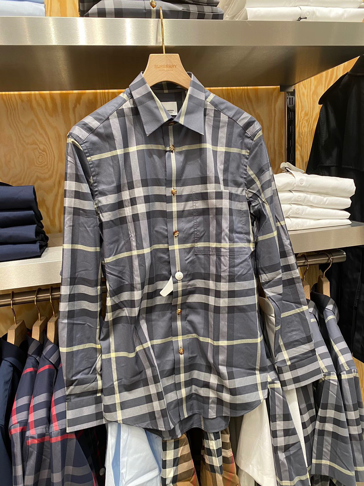 未使用 BURBERRY/博柏利 男款衬衫 大格子款 偏大一码