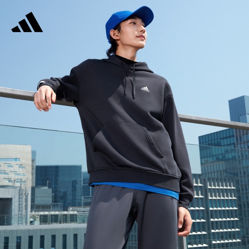 阿迪达斯官方 男女款加绒加厚简约连帽套头长袖卫衣adidas IB2731