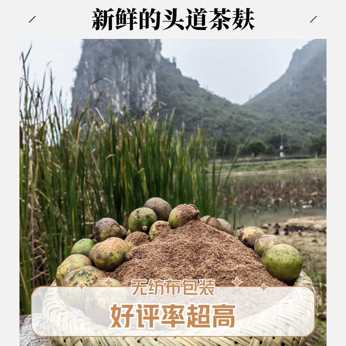 广西大山里正宗茶麸3斤生茶麸无纺布包装，新鲜的头道茶麸绿色家用