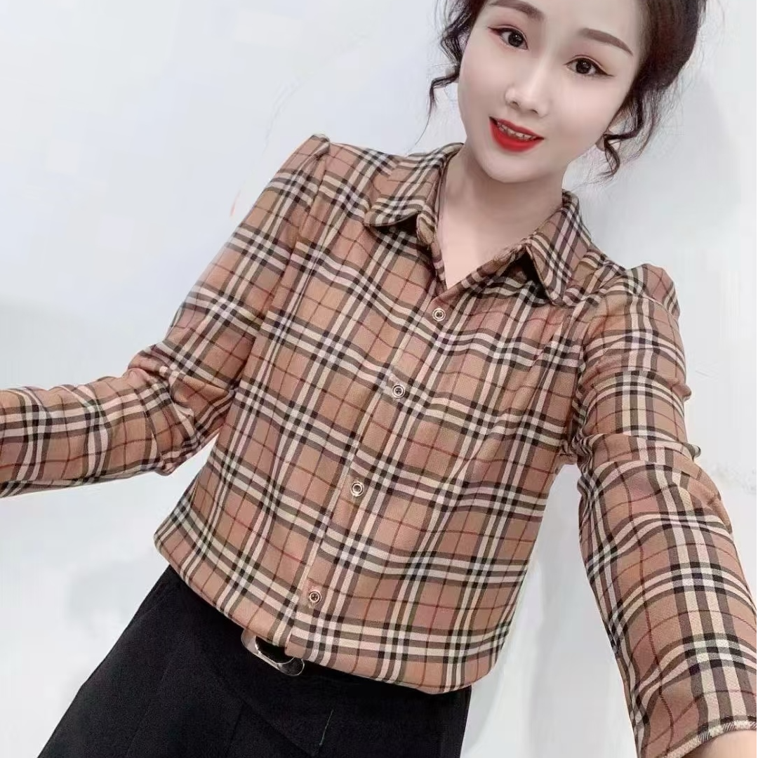 格子加绒加厚打底衫女保暖外穿冬款显瘦遮肉洋气衬衫女冬天长新款