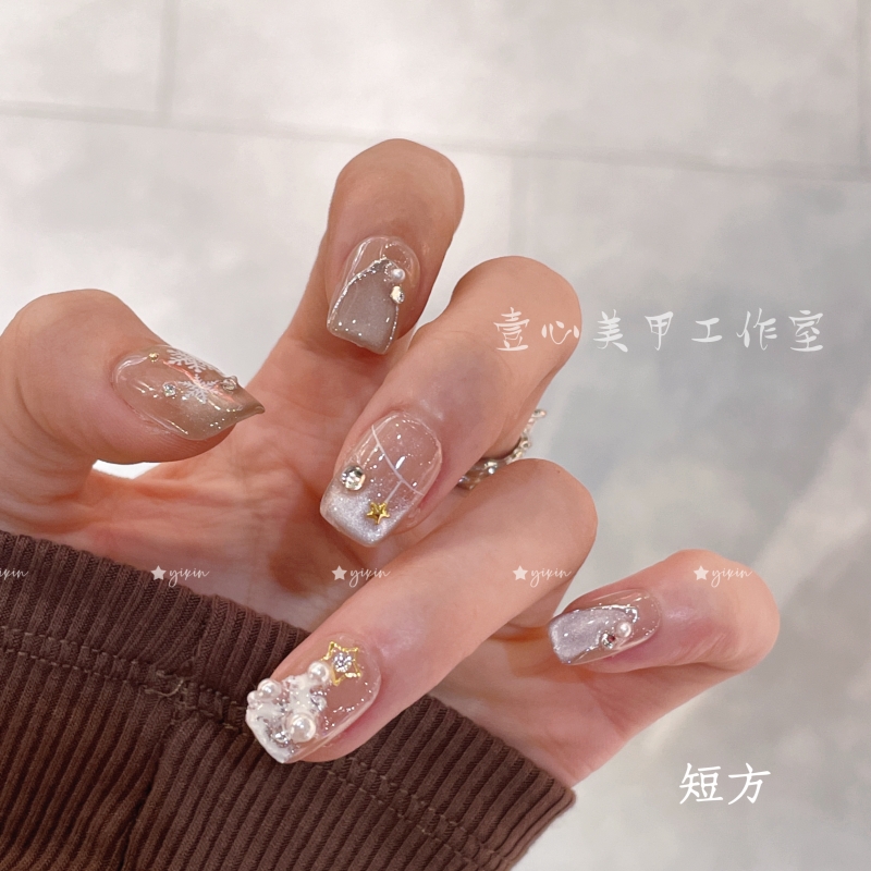 蜜雪冰城-现货48H飞 壹心纯手工穿戴甲 可拆卸假指甲贴10片装