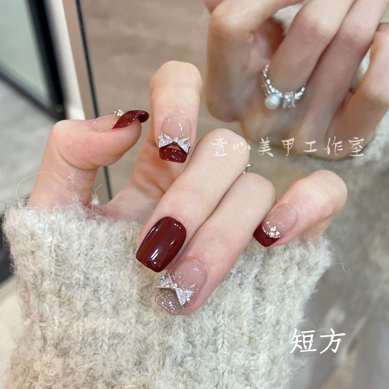 加勒比红海-现货48H飞 壹心纯手工穿戴甲 可拆卸假指甲贴10片装