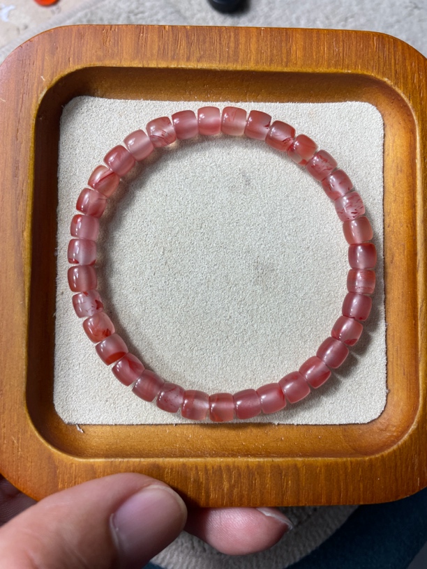 龙赫天｜冰粉直切6*5mm、原矿无胶裂南红、百搭手工单圈