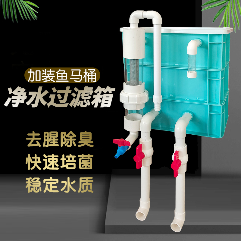 鱼缸周转箱鱼马桶上置过滤箱分离鱼粪便循环过滤盒上滤滴流盒增氧