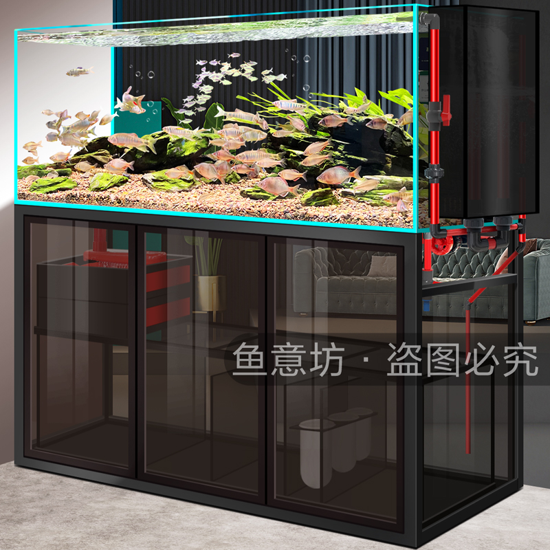 溪流缸客厅小型家用鱼缸生态造景水草缸免换水底滤水族箱乌龟专用
