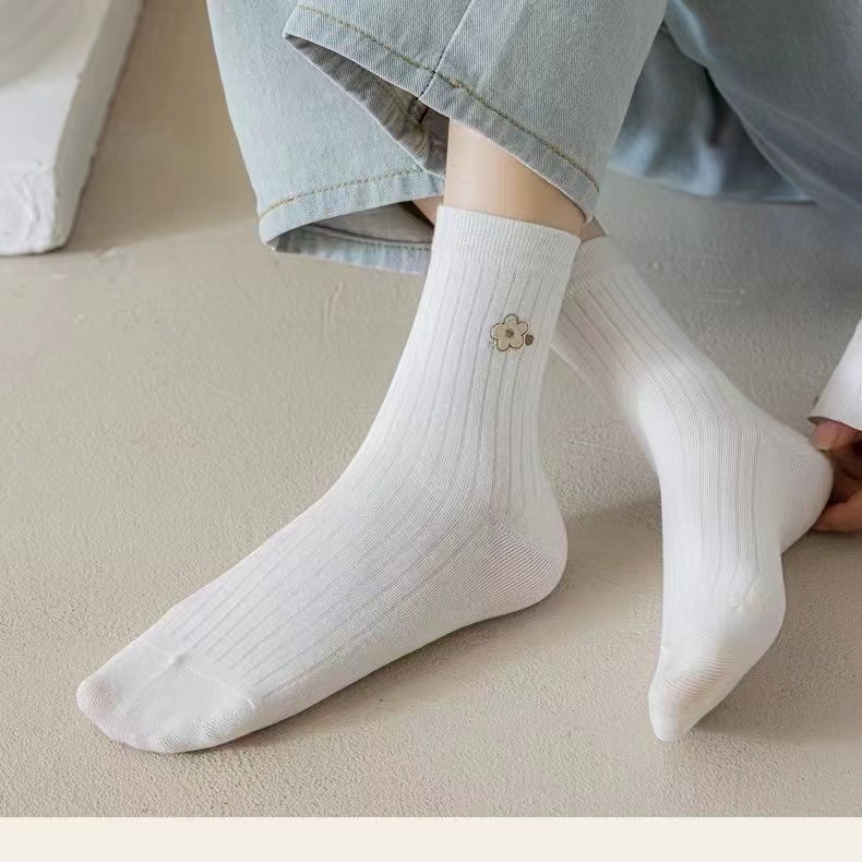 【超值优惠5双装】袜子白色中筒日系百搭夏季春夏薄款简约潮流韩版