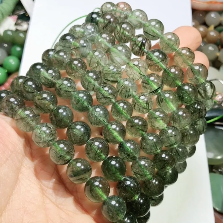 天然绿发晶单圈手串手链简约文艺男女生手串手链学生版饰品礼物