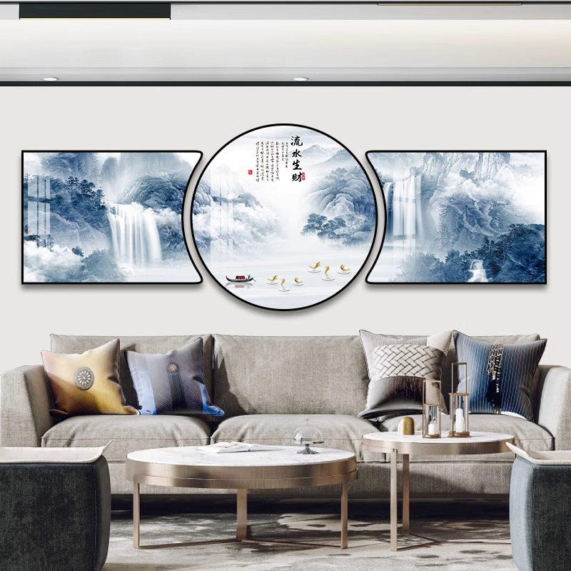 新款客厅装饰画三联画珠联璧合沙发背景墙挂画现代轻奢大气壁画