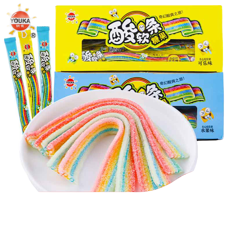 酸软条夹心软糖水果味凝胶糖果网红彩虹软糖儿时小零食麦芽糖陈皮