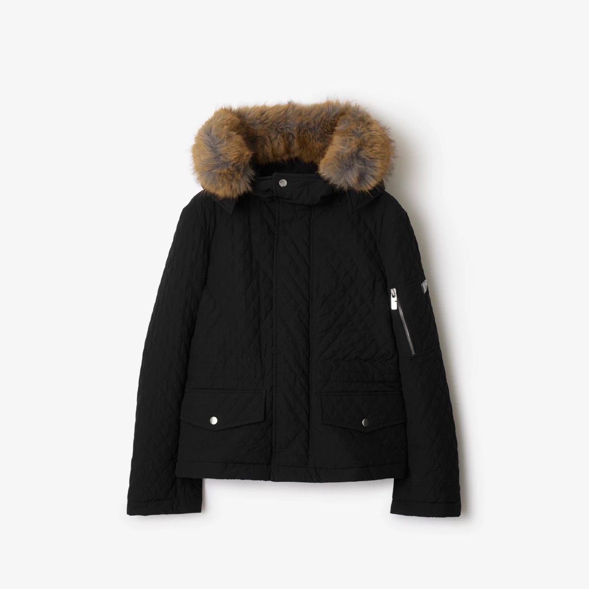 全新未使用 BURBERRY/博柏利 女款黑色衍缝棉质混纺外套