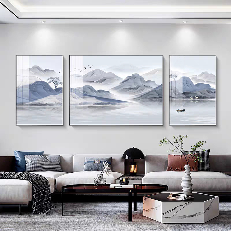 【恢弘之境】高级大气山水画客厅三联画现代简约壁挂墙上装饰品