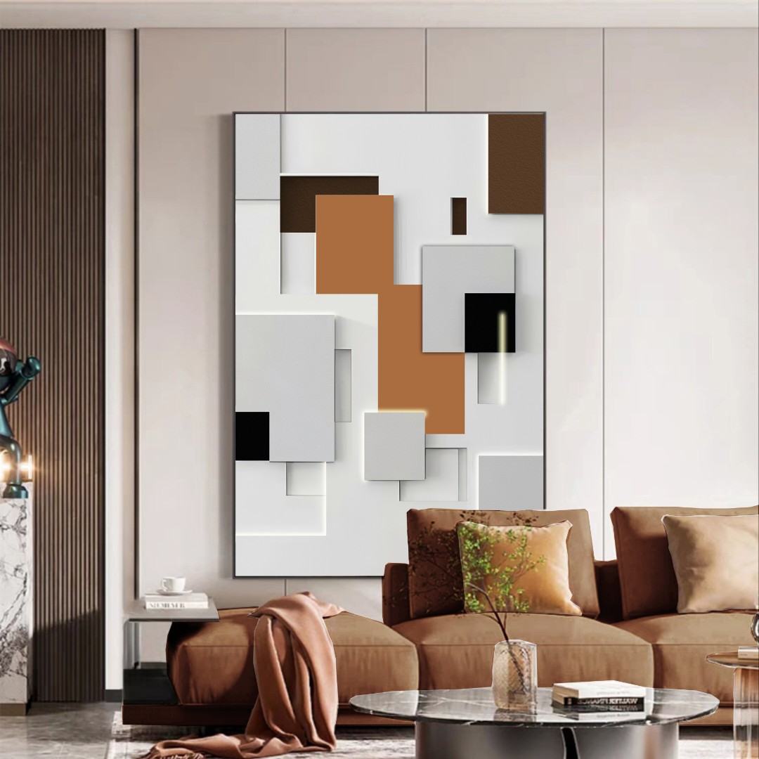 【逐光】现代风立体感高级大画沙发落地画玄关画简约轻奢抽象装饰画