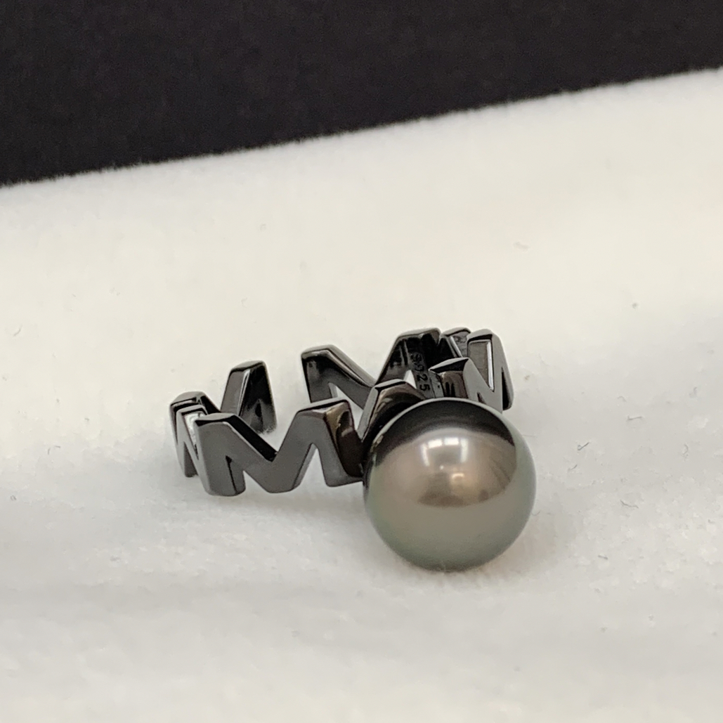 炫彩大溪地珍珠戒指s925银 9-10mm