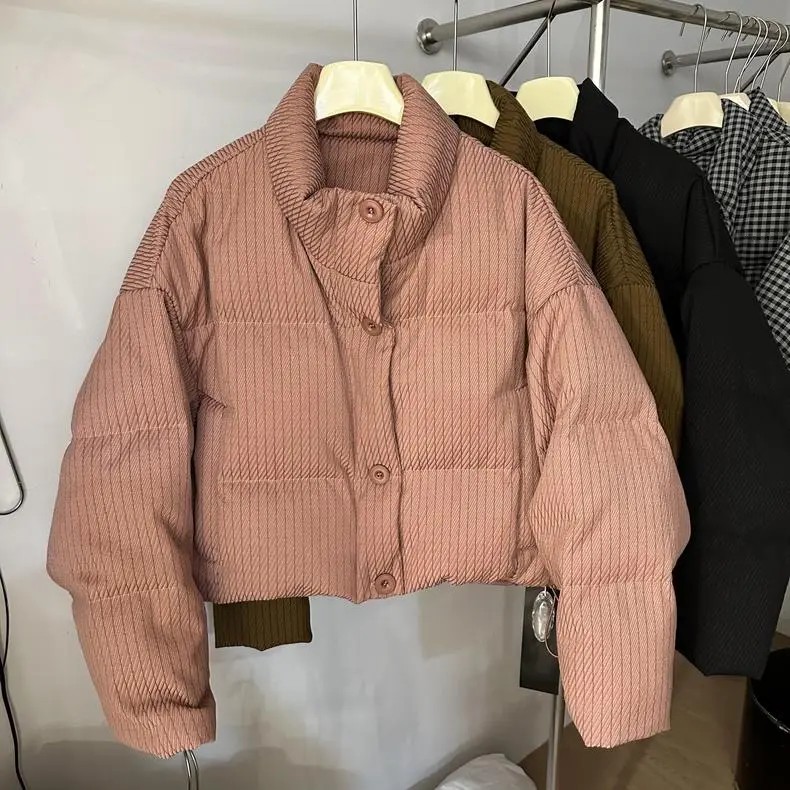 乔栈PU皮棉服女装面包服短款外套2025爆款美式复古小个子立领冬季