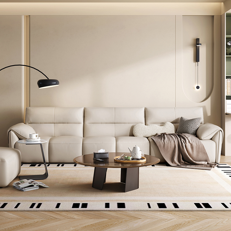 【凑单】林氏家居钢琴键多人位沙发意式头层牛皮PS060-B LS轻奢创意