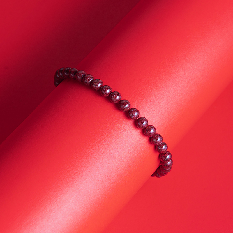 含辰砂工艺品正品全透天然晶体砂高含量朱砂素圈手串男女款原产地