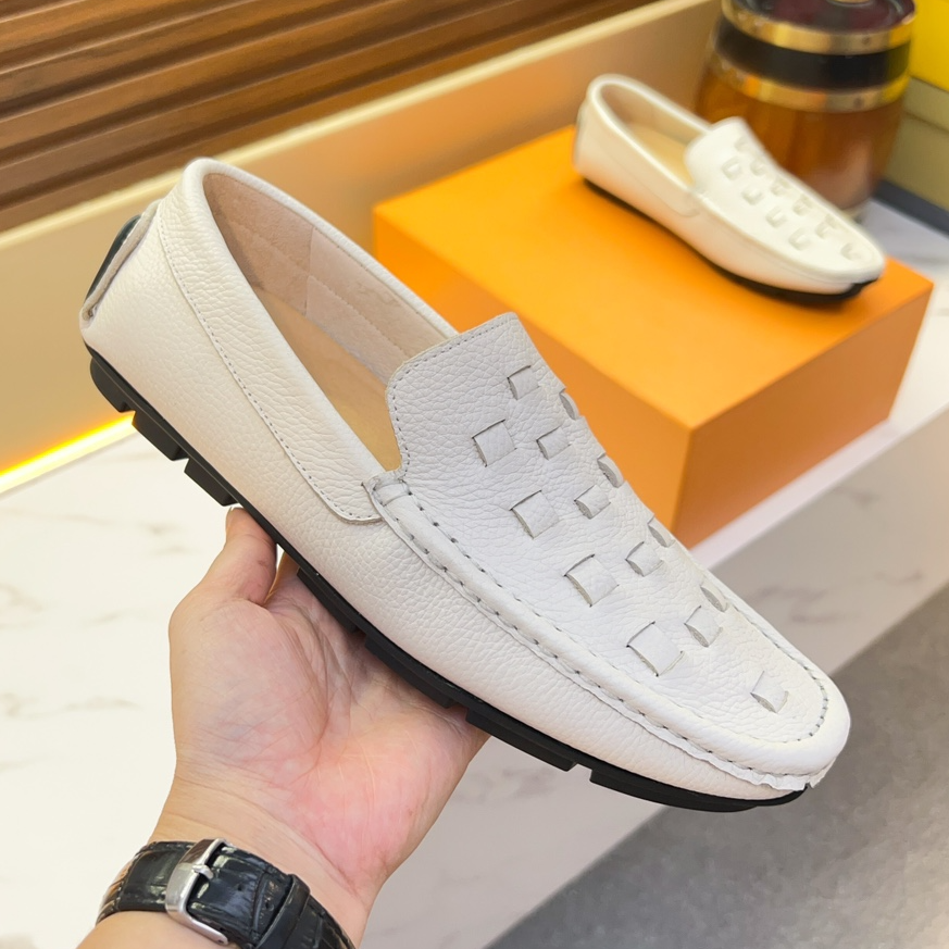 欧美高端男士真皮休闲夏季手工牛皮豆豆鞋新款时尚百搭透气休闲鞋