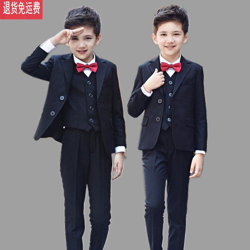儿童西装套装中大童钢琴演出服男童帅气小西装秋季花童主持人礼服