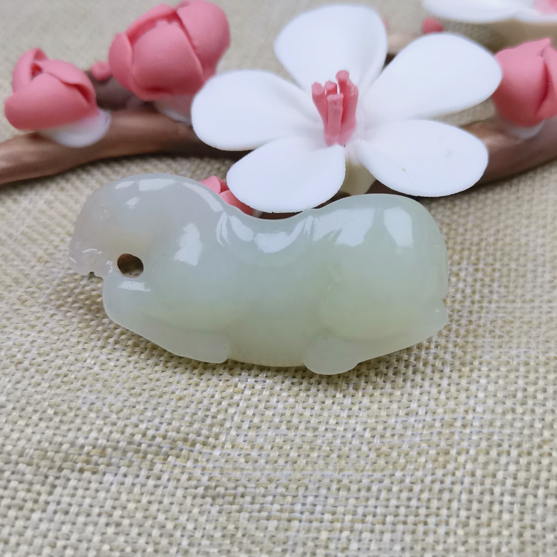 和田玉生肖马吊坠挂件 立体马玉坠 玉石玉器玉佩 男女 精雕白玉马