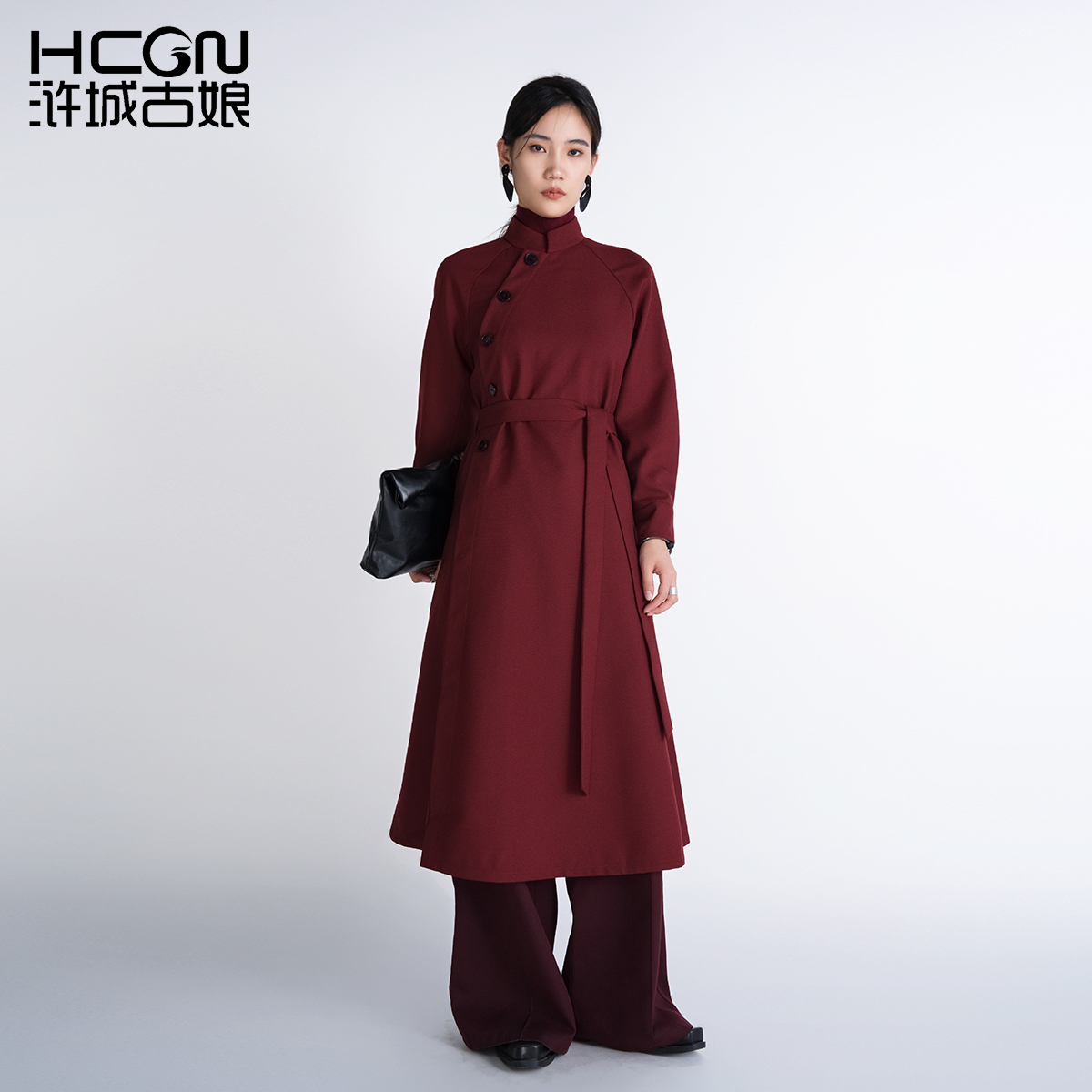 中国风绵羊毛复古秋冬长袖中长款清澜女士气质显瘦连衣裙CCL11568