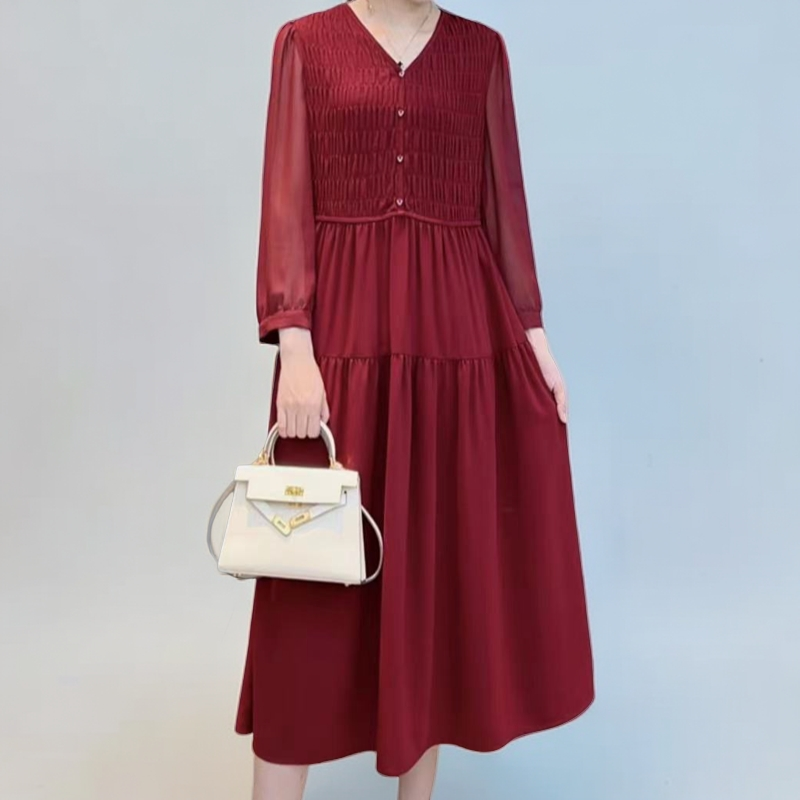 3027#【木兮兮专属】2024秋冬季新女气质显瘦洋气时尚中长款连衣裙