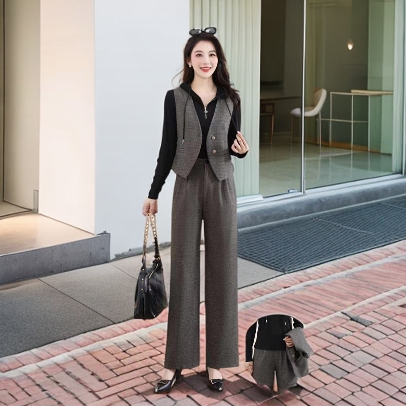 5833#灰【木兮兮专属】2024年秋冬新款气质显瘦时尚休闲百搭套装