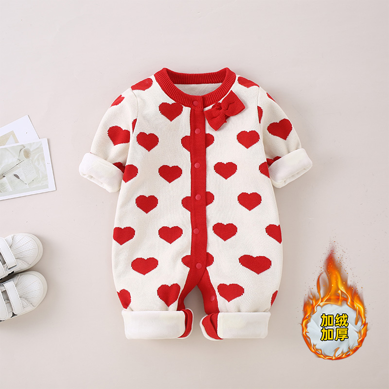 圣诞婴儿毛衣哈衣连体衣宝宝毛衣男女童加绒