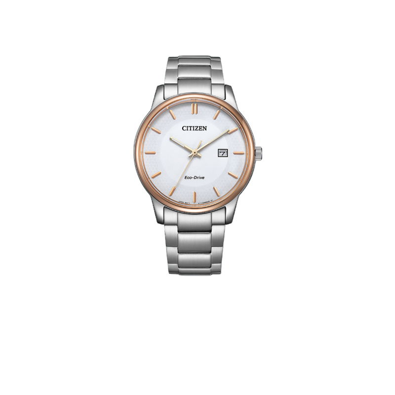 Citizen/西铁城光动能不锈钢简约白盘情侣款男表BM6979-74A
