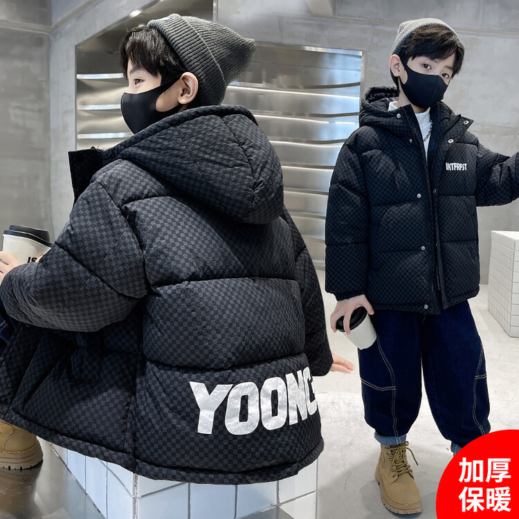 儿童洋气宽松加厚棉服2023新款冬季男童棉袄男孩冬装保暖加绒外套