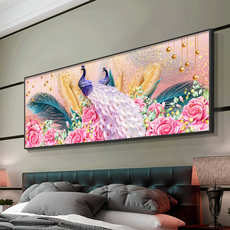 DC/蒂彩【孔雀花开】富贵花开孔雀钻石画客厅手工diy十字绣装饰挂画