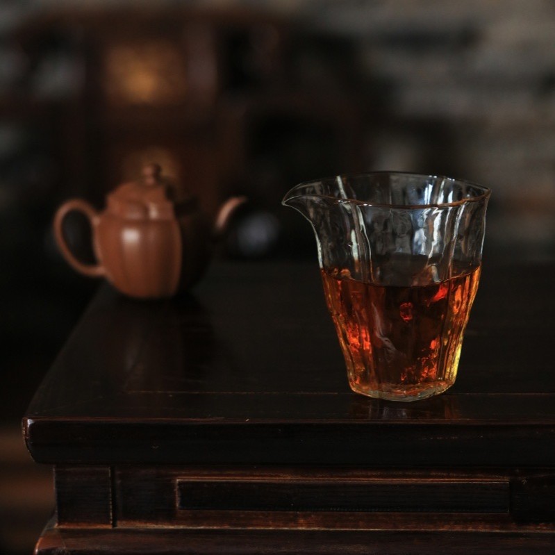 【茶周边】九瀚海棠冰晶玻璃公道 耐热加厚锤纹分茶器家用茶道配件